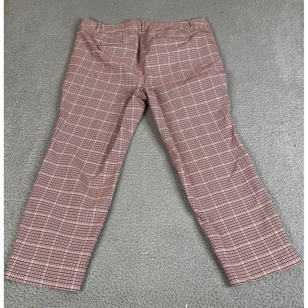 Lane Bryant Pant Plus 24 Red Black Plaid Tapered Flat Front Stretch Career 42x26